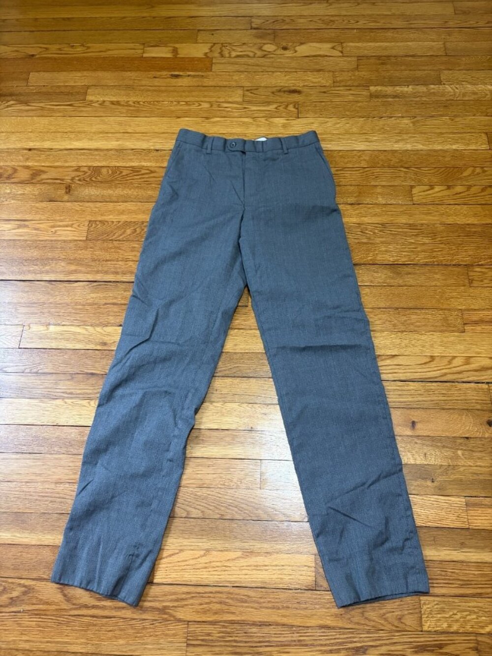 Joseph Abboud Mens Dress Pants Size 30x33 Gray Flat Front 100% Wool Trousers